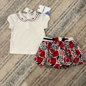 Mayoral two piece shirt and skirt/bloomer set.  Size 12 months.